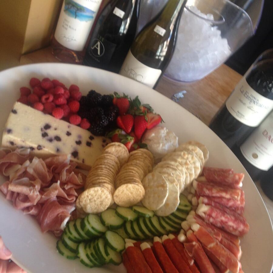 Charcuterie & party tray with wine