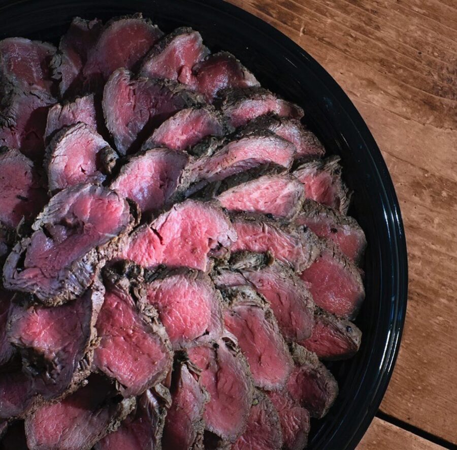 Sliced beef tenderloin party platter